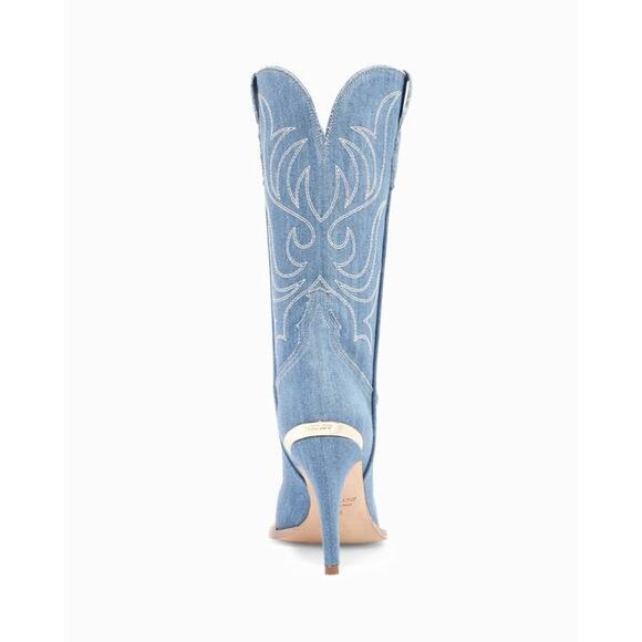Partlow Cherie Heeled 95 MM Boots in Denim 39.5 - Picture 4 of 5